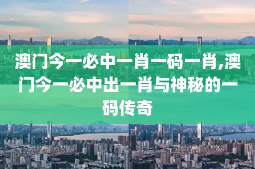 澳门今一必中一肖一码一肖,澳门今一必中出一肖与神秘的一码传奇