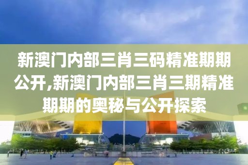 新澳门内部三肖三码精准期期公开,新澳门内部三肖三期精准期期的奥秘与公开探索