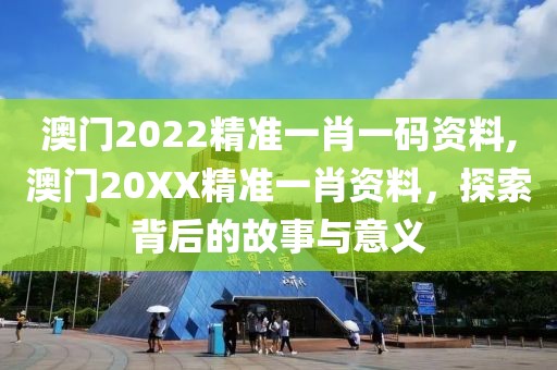 澳门2022精准一肖一码资料,澳门20XX精准一肖资料，探索背后的故事与意义