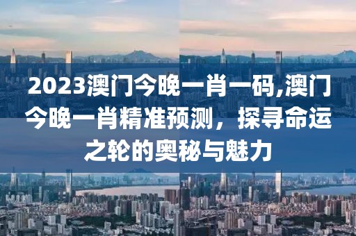 2023澳门今晚一肖一码,澳门今晚一肖精准预测，探寻命运之轮的奥秘与魅力