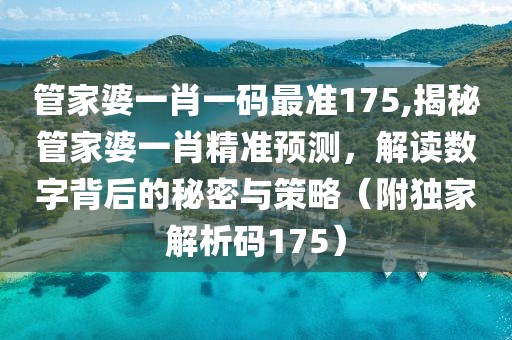 管家婆一肖一码最准175,揭秘管家婆一肖精准预测，解读数字背后的秘密与策略（附独家解析码175）