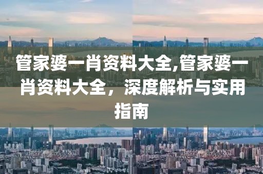 管家婆一肖资料大全,管家婆一肖资料大全，深度解析与实用指南