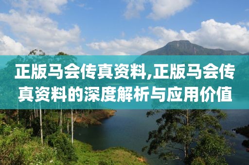 正版马会传真资料,正版马会传真资料的深度解析与应用价值