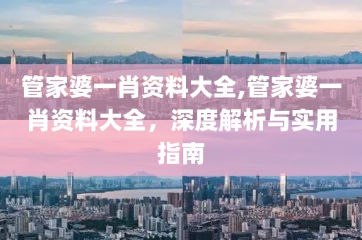 管家婆一肖资料大全,管家婆一肖资料大全，深度解析与实用指南