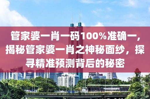 管家婆一肖一码100%准确一,揭秘管家婆一肖之神秘面纱，探寻精准预测背后的秘密